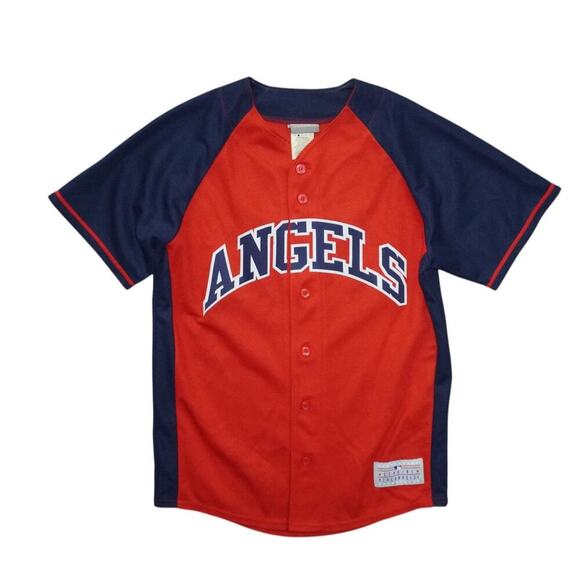 Youth MLB Angels Josh Hamilton #32 Jersey Red Navy – Size L Genuine Merchandise - Picture 1 of 5